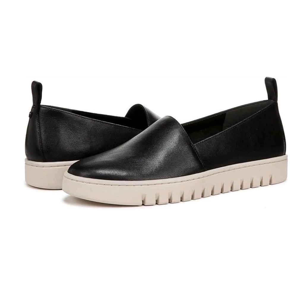 Vionic Uptown A-Line Black Leather Flats Arch Support Comfort Slip-On Shoes - Picture 12 of 12